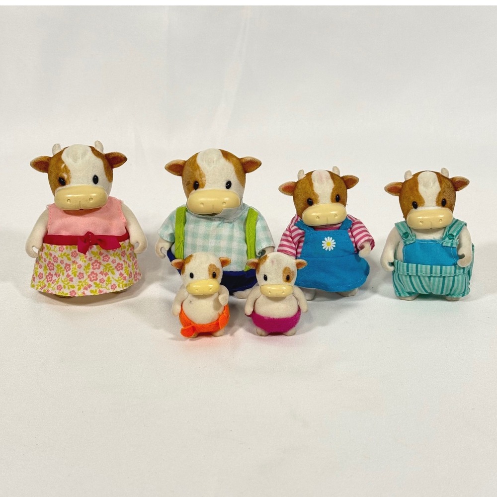 Li'l Woodzeez Cow Family Set Kids Multicolor Flocked Moosical Moo Figures